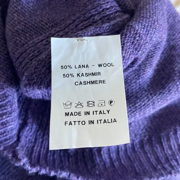 Italian Wool Cashmere Blend Poncho Purple SZ OSFM - Picture 7 of 8